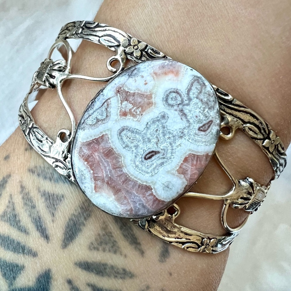 925 Divinity Crazy Lace Agate Cuff Bracelet